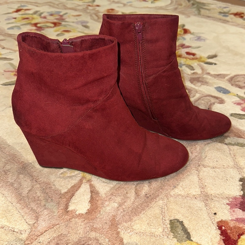 Women's Burgundy Wedge Ankle Boots